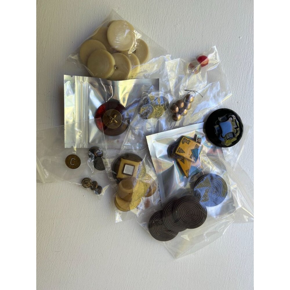 Mixed Button Drawer Misc - Lot Multiple Colors, Sizes, Metal, Plastic, Crystals,